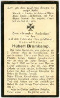 Totenzettel Hubert Bromkamp, einseitig