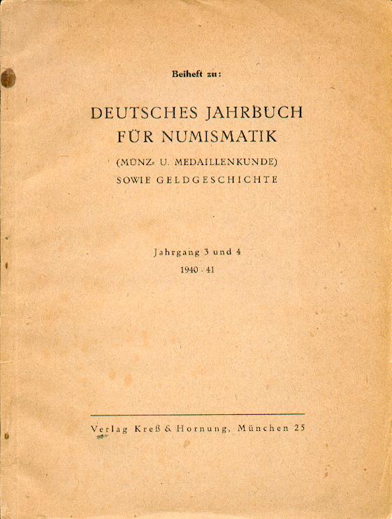 Titelseite 'Deutsches Jahrbuch für Numismatik'